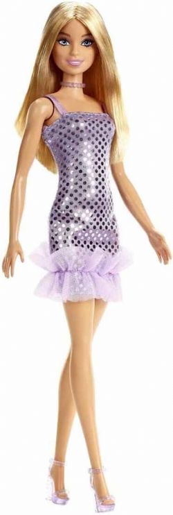 BARBIE - POUPÉE DANS UNE ROBE VIOLETTE À POIS